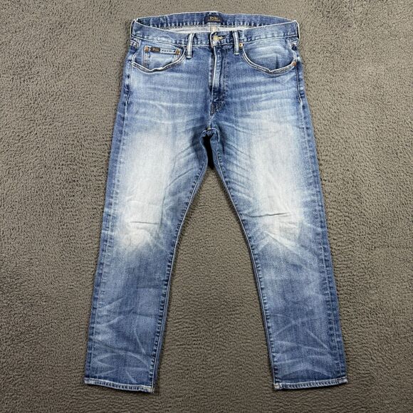 Polo Ralph Lauren Jeans Mens 33x30 Blue Varick Slim Straight Medium Wash Stretch - Picture 1 of 16